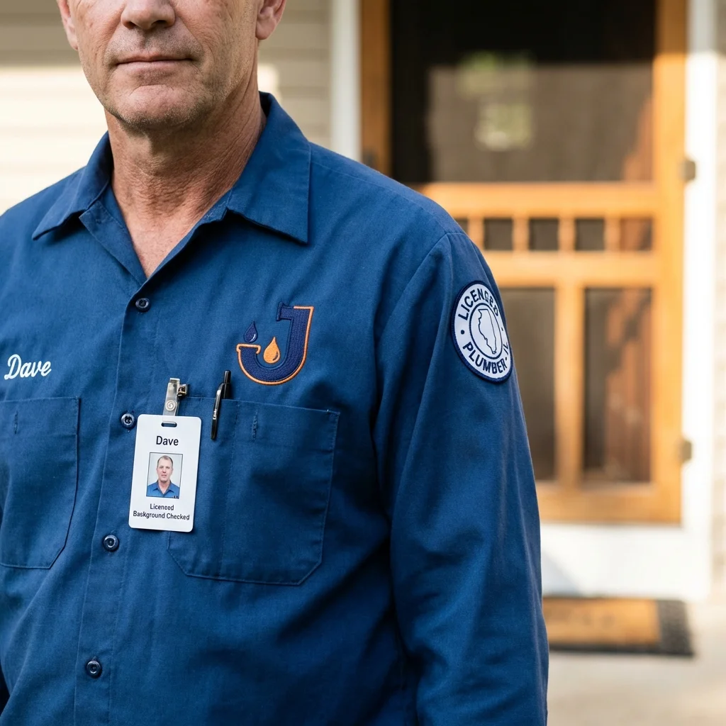 Licensed plumber showing ID badge in Milltown, NJ