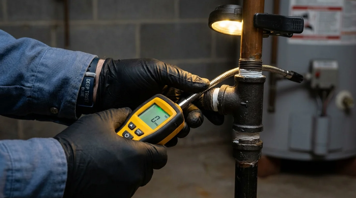 Gas leak detection with electronic sniffer by Johns Plumbing LLC in Milltown