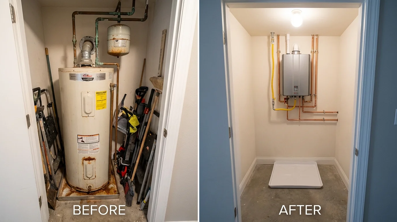 Tank water heater versus wall-mounted tankless unit comparison for Milltown, NJ homeowners